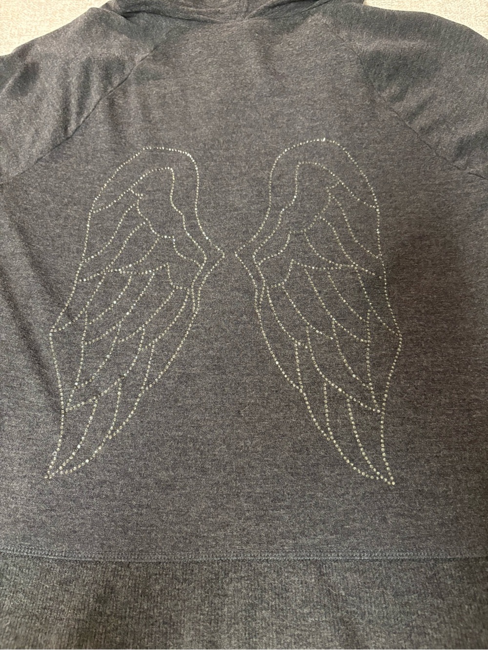 Victoria’s Secret Dark Gray Hoodie with Rhinestone Angel Wings Size M